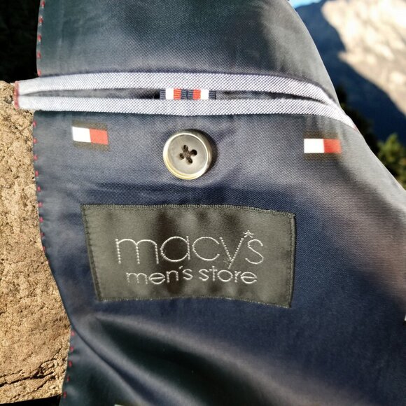 Tommy Hilfiger Men's 40S Blue Check 59% Wool Blazer Sport Coat & Tie 12628 - Picture 6 of 9